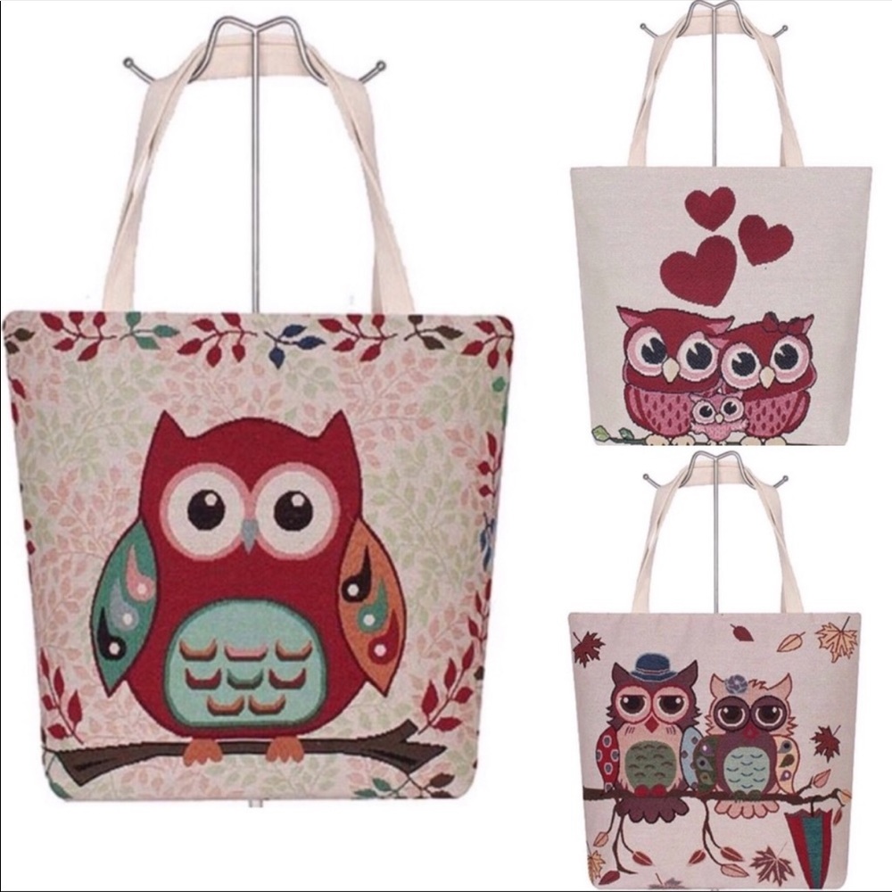 🌼Owl Print Canvas Tote